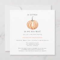 Fun Watercolor Pumpkin Orange Baby Shower