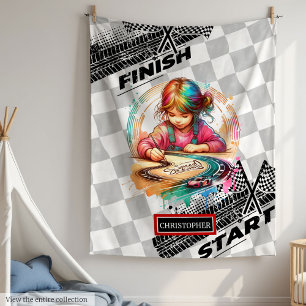 Fun Watercolor Racing Sport Car Blanket Gift