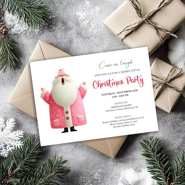 Fun Watercolor Santa Editable Christmas Party Card (Fun Watercolor Santa Editable Christmas Party Card)