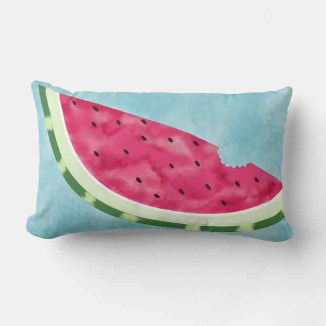 Fun watercolor Watermelon slice lumbar Cushion (Front)