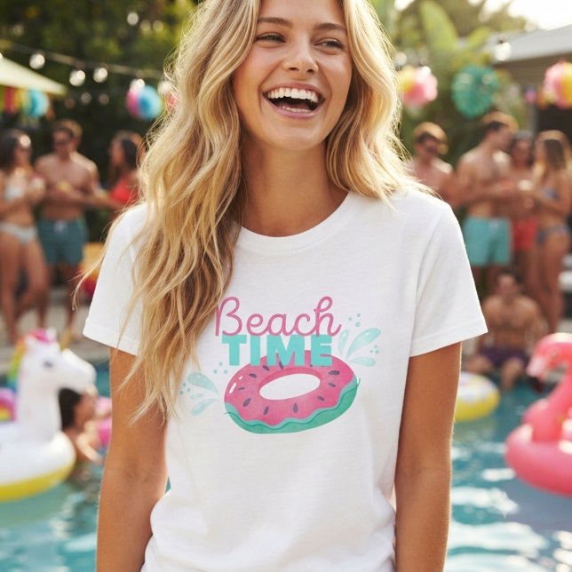 Fun watermelon doughnut float “Beach time”  T-Shirt (Creator Uploaded)