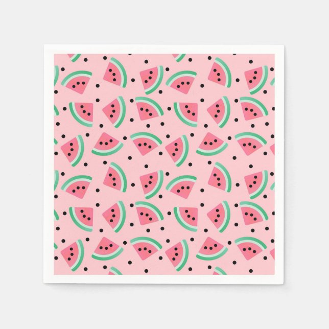 Fun Watermelon Slice Pattern Summer Vibes Napkin (Front)