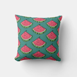 Fun Watermelon Slice Pattern Throw Pillow
