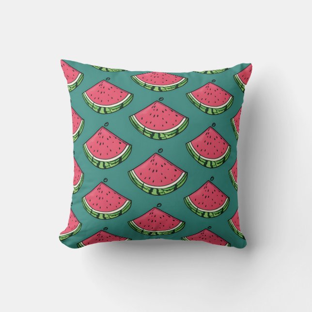 Fun Watermelon Slice Pattern Throw Pillow (Front)