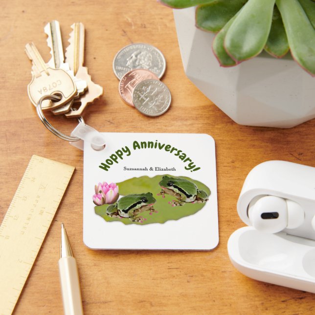 Fun Wedding Anniversary Female Frog Couple Lily Key Ring (Desk)