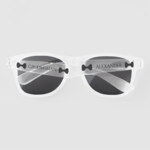 Fun Wedding Groomsman Black Tie Sunglasses