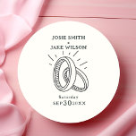 Fun wedding rings wedding classic round sticker<br><div class="desc">These delightful stickers feature hand drawn style wedding rings,  creating a playful and artistic element for your special day. They are perfect for sealing envelopes,  decorating favours,  or adding a personal touch to your wedding stationery. Choose these stickers to infuse a fun and artistic flair into your wedding celebrations.</div>