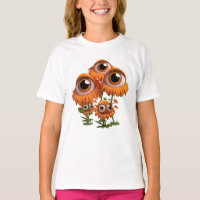 Fun Weird Orange Flowers Eyeball T-Shirt