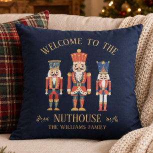 Fun Welcome to the Nuthouse Nutcracker Christmas Cushion