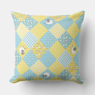 Fun Welsh Sheep, Faux Patchwork, Pillow or Cushion