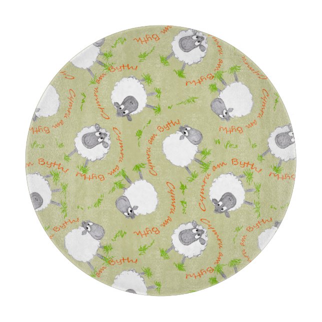 Fun Welsh Sheep, Wales Forever Cutting Board (Front)