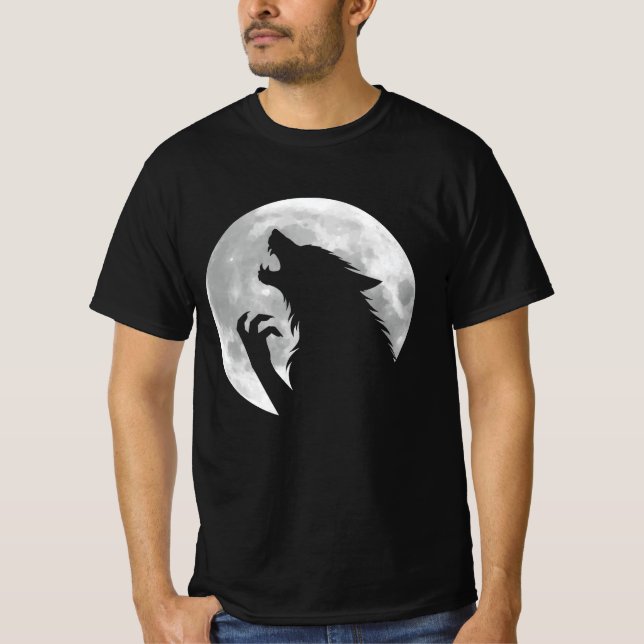 Fun Werewolf Full Moon Phase Halloween  T-Shirt (Front)