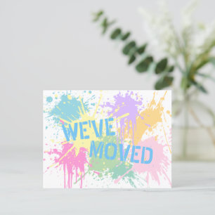 Fun We've Moved Pastel Paint Splash Postcard