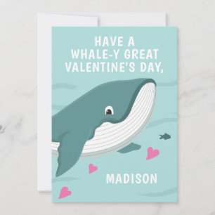 Fun whale customisable Valentine  Card