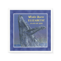 Fun Whale Graduation Party Paper Napkin