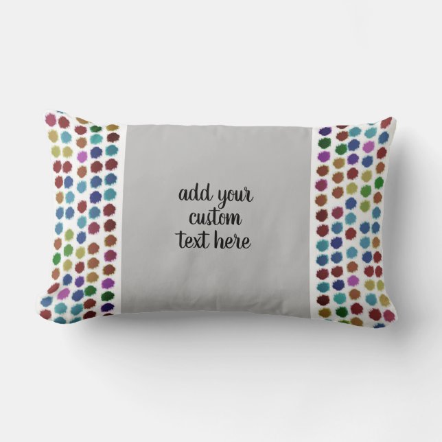 fun whimsical add text custom quote painted dots lumbar cushion (Front)