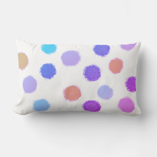 fun whimsical  colourful painted dots design  lumbar cushion (Front)