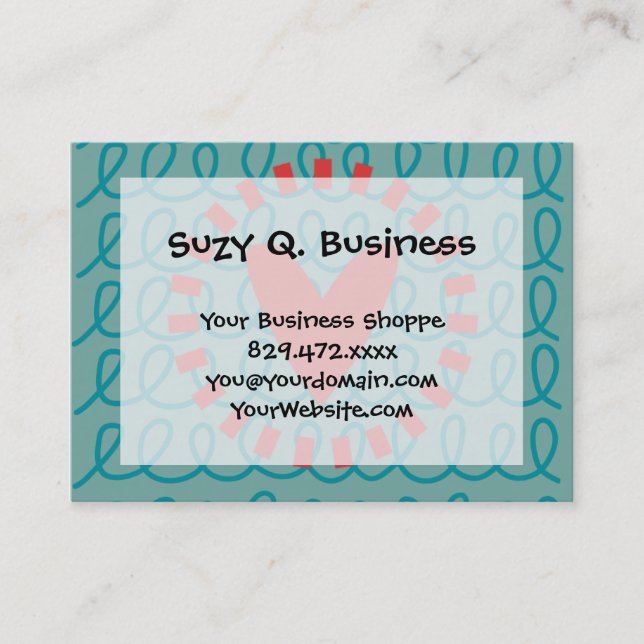 Fun Whimsical Doodle Heart and Swirls Business Card (Front)