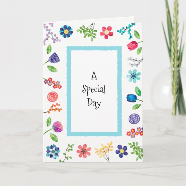 Fun Whimsical Floral Berries Birthday Greeting Card (Front)