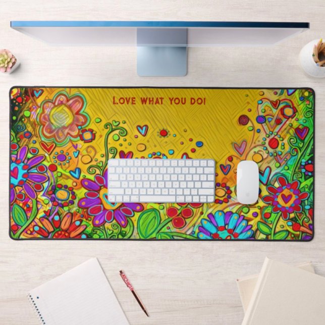 Fun Whimsical Floral Yellow Personalised Quote Desk Mat (Creator Uploaded)