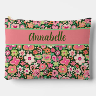 Fun Whimsical Flowers Large Accessory Pouch