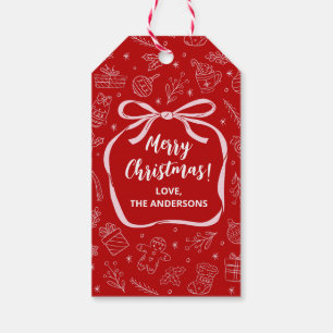 Fun Whimsical Hand Drawn Christmas Holiday Gift Tags