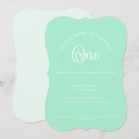 Fun Whimsical Mint Heart Script First Birthday