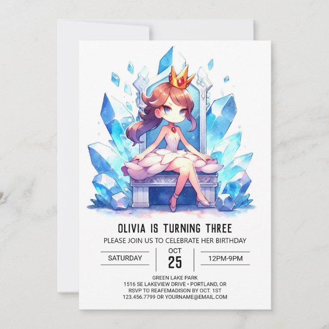 Fun Whimsical Princess Birthday Invitation (Front)