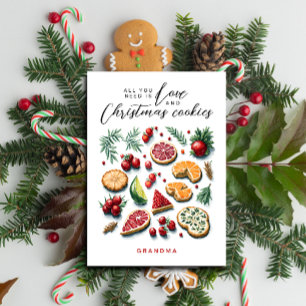 Fun Whimsical Red Green Christmas Baked Watercolor Holiday Card