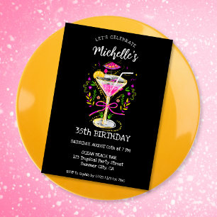 Fun Whimsical Summer Cocktail Birthday Party Invitation