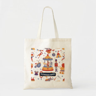 Fun White Carnival Kids School Circus Pattern Tote Bag