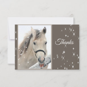 Fun White Horse Snowflakes Winter Animal Thanks Thank You Card