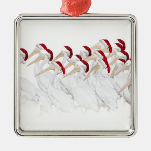 Fun White Pelican Xmas Ornament (Front)