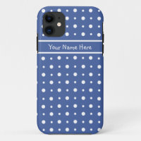 Fun White Polka Dots on Deep Blue Background