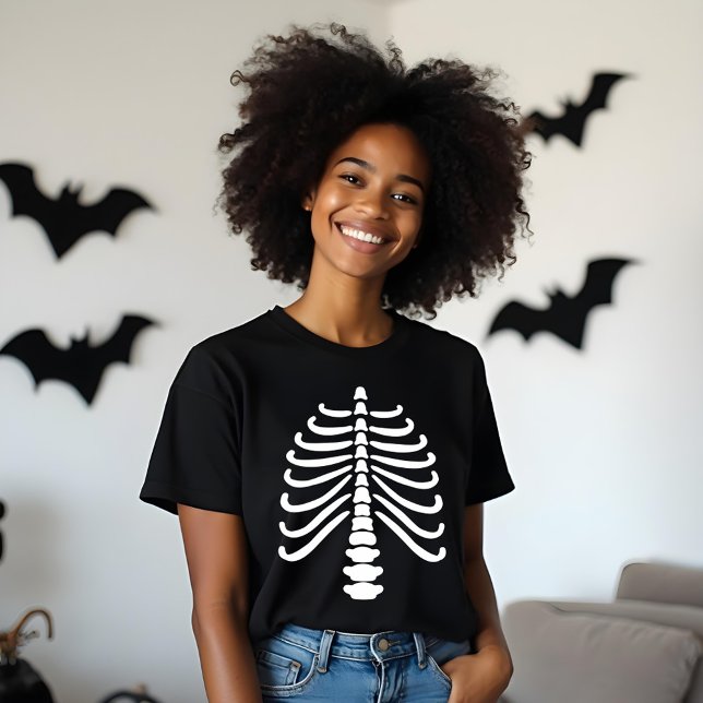 Fun White Skeleton Rib Bones & Skull Halloween Tri-Blend Shirt (Fun White Skeleton Rib Bones & Skull Halloween Tri-Blend Shirt)