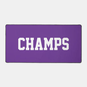 Fun White Text On Royal Purple Desk Mat