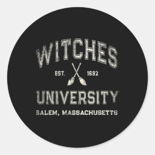 Fun Wiccan Witches University Salem Machusetts Wit Classic Round Sticker