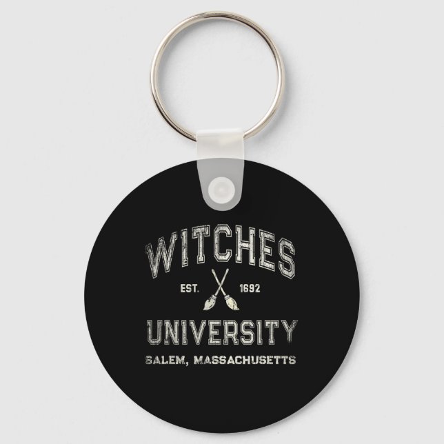 Fun Wiccan Witches University Salem Machusetts Wit Key Ring (Front)