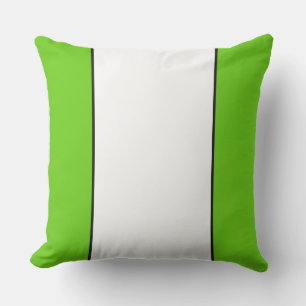 Fun Wide Outlined White Bright Lime Edge Stripes Cushion