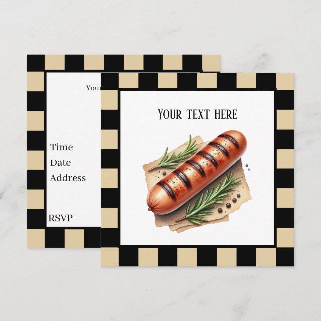 Fun wiener roast grilled hotdog party customisable invitation (Front/Back)