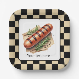 Fun wiener roast grilled hotdog party customisable paper plate