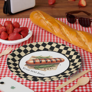 Fun wiener roast grilled hotdog party customisable paper plate