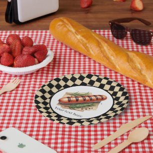 Fun wiener roast grilled hotdog party customizable paper plate