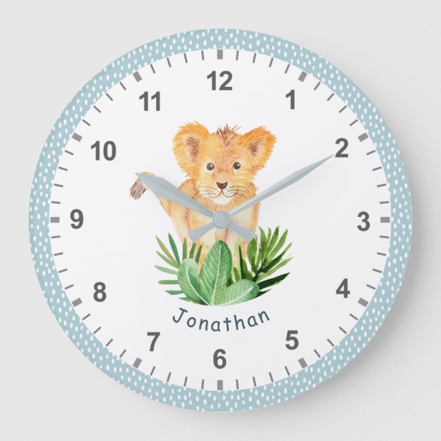 Fun Wild Animal Lion Jungle Safari Kids Room Decor Large Clock (Front)