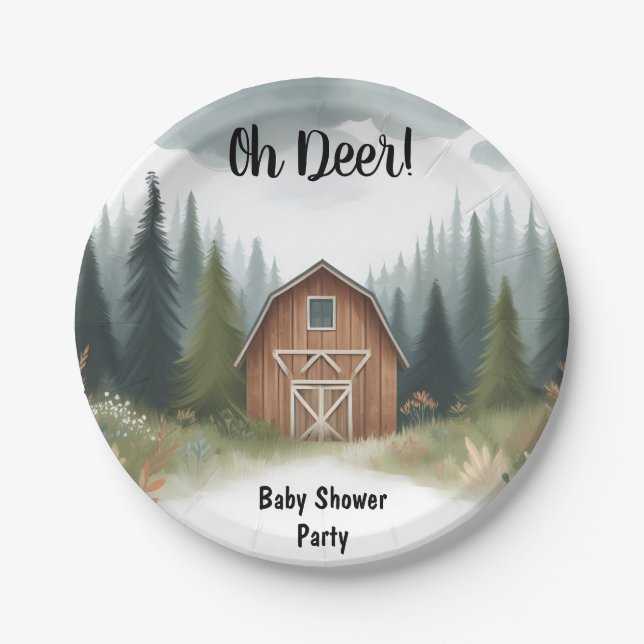 Fun Wild Mother To Be Wood Woodland Baby Shower Paper Plate (Front)
