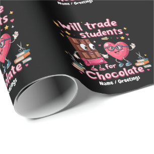 Fun "Will Trade Students for Chocolate" Valentine Wrapping Paper