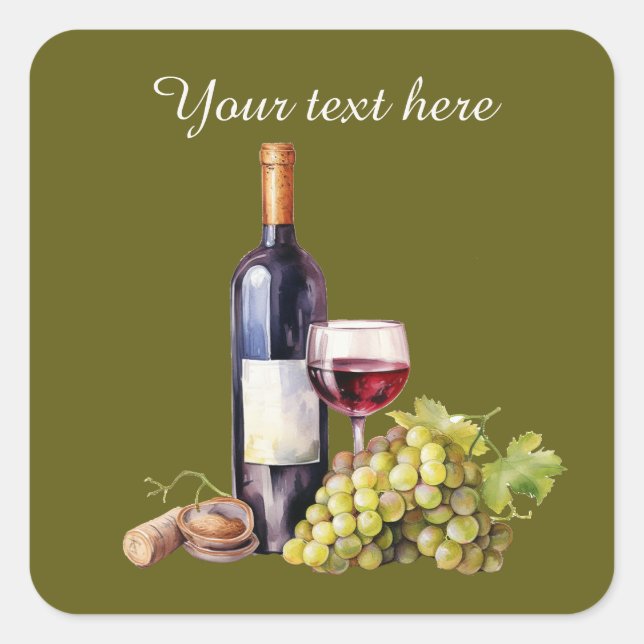 Fun wine lovers add text  square sticker (Front)