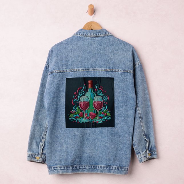 Fun wine O'clock embroidery look  Denim Jacket (Hangar)