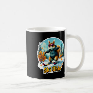Fun Winter Adventure In Ohio Skiing Squirrel Coffee Mug