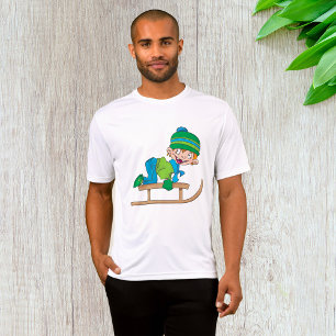 Fun Winter Sledding Boy Cute Snow Adventure  T-Shirt